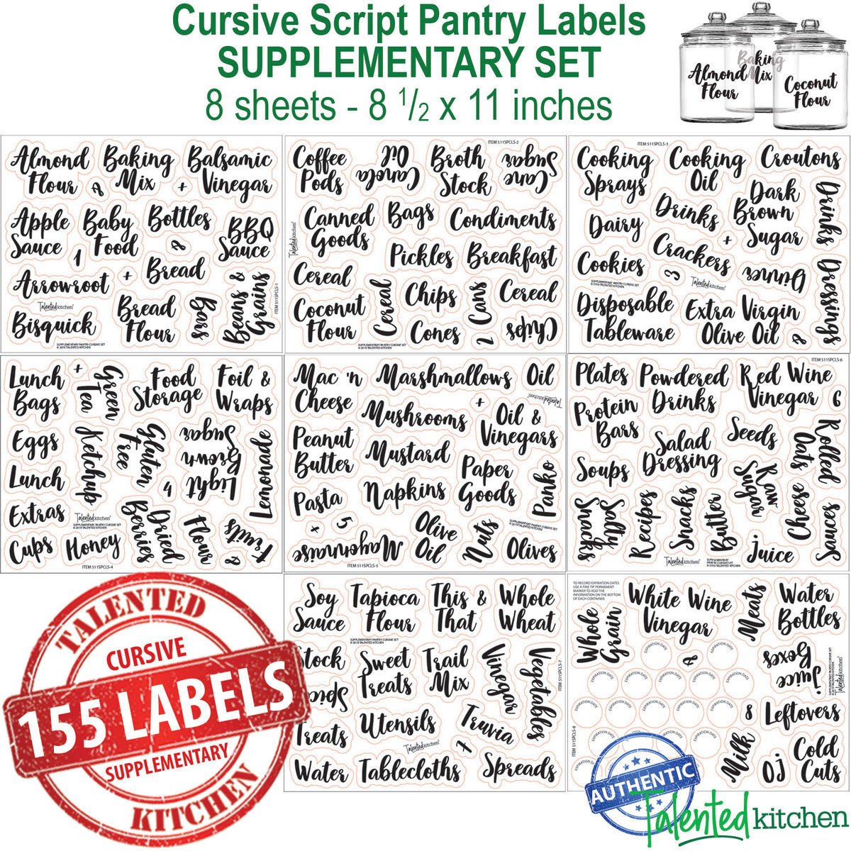 Cursive Spice Label Combo Set, 300 Black & White Labels – Talented Kitchen