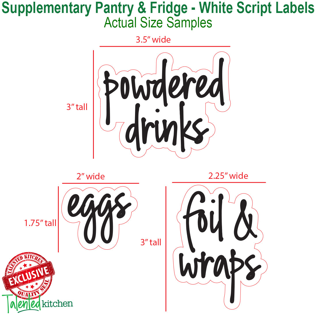 Talented Kitchen 157 Pantry Labels for Food Containers - Preprinted White  Script Kitchen Food Organization Labels for Storage Canisters and Jars