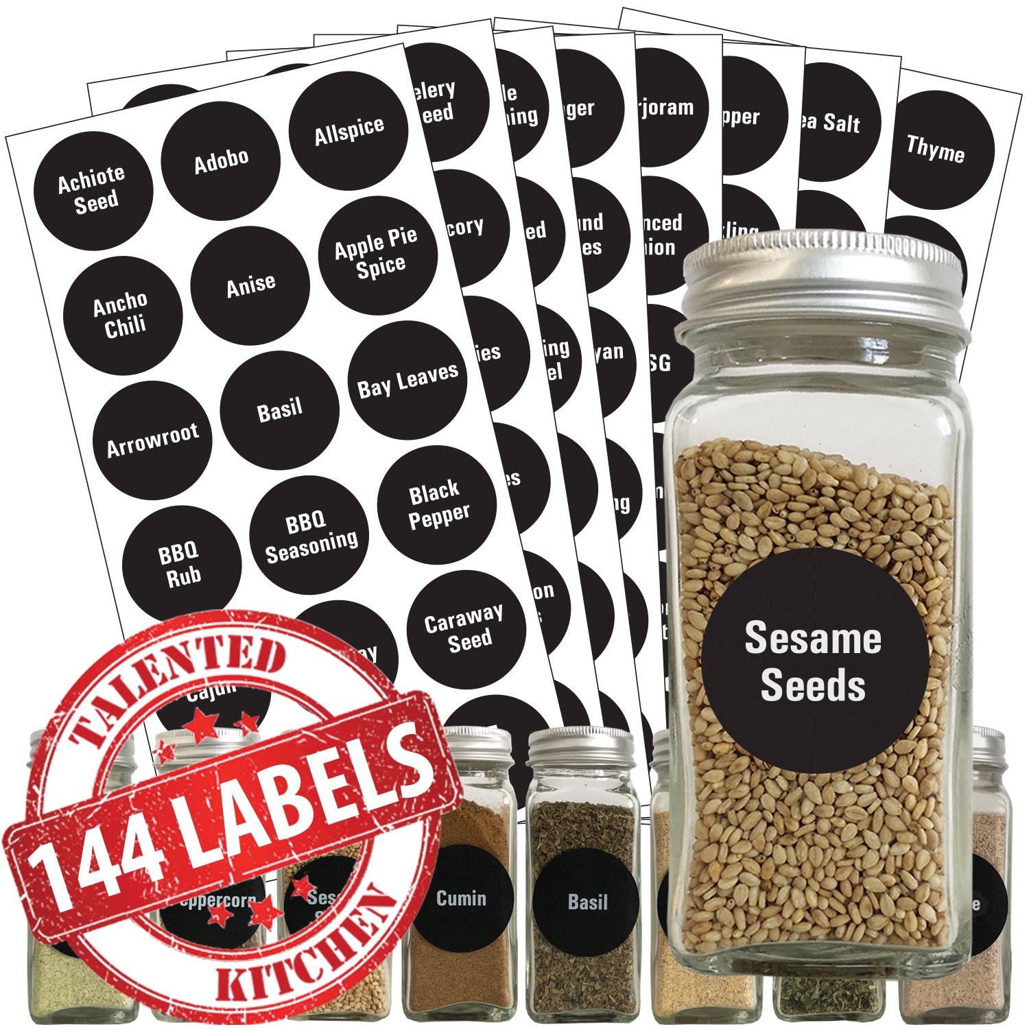 Cohas Chalkboard Labels for kamenstein or CS Household Spice Jars Includes  Liquid Chalk Marker and 36 Labels, Fine Tip, White Marker