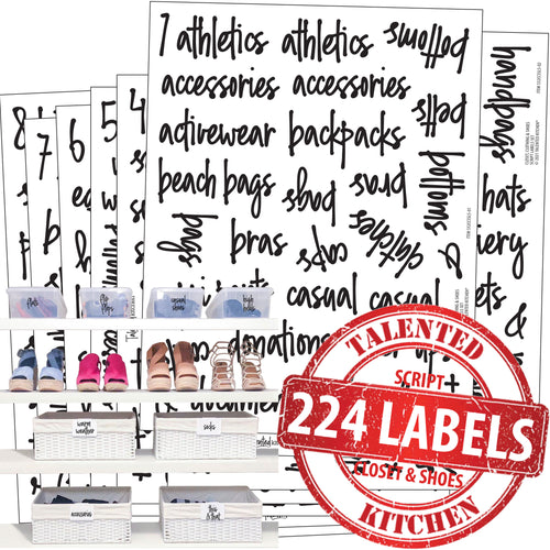 Talented Kitchen 133 Closet Labels For Bins, Baskets, Preprinted