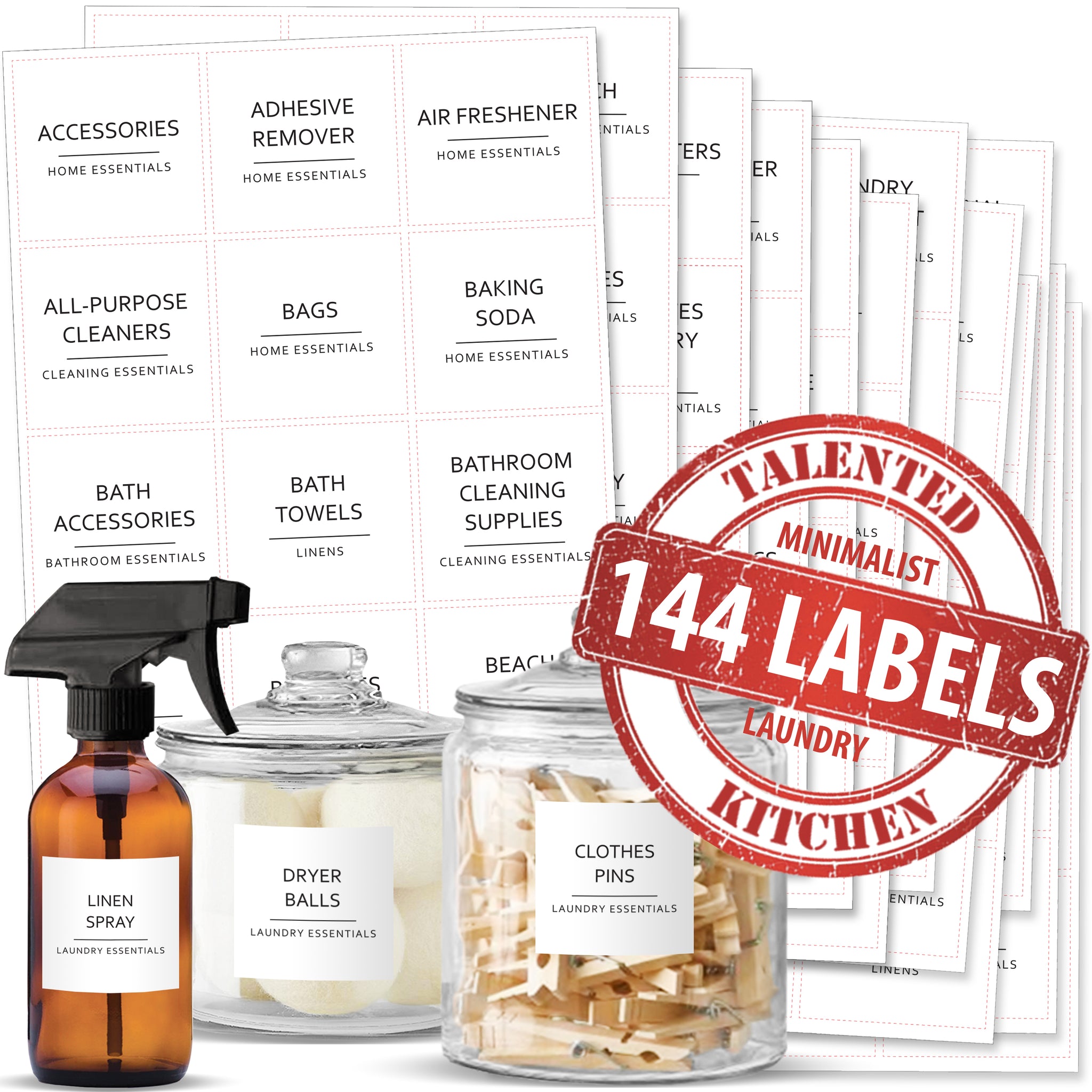 Talented Kitchen 141 Laundry Labels for Jars, Containers