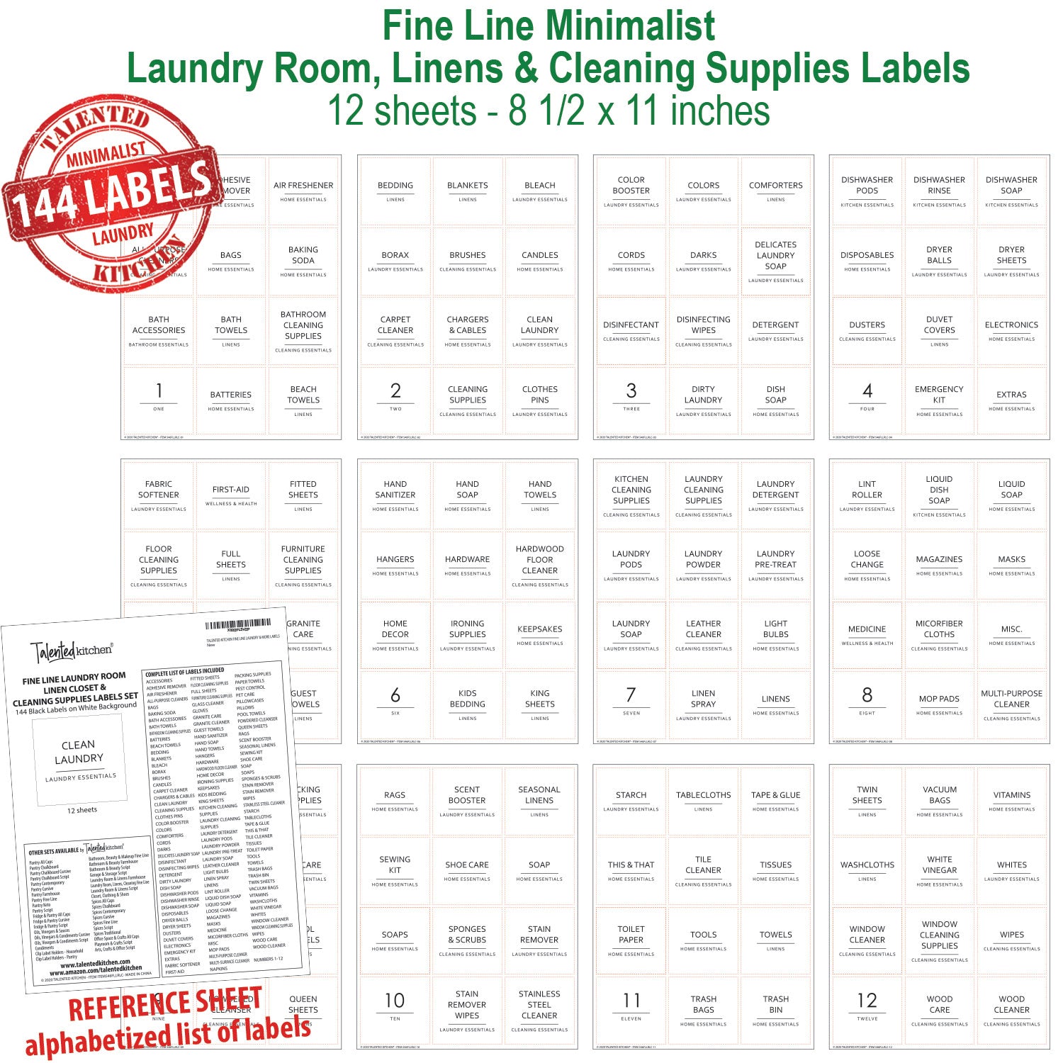 Clean-Modern Laundry Room Essentials Labels – Paper & Pear
