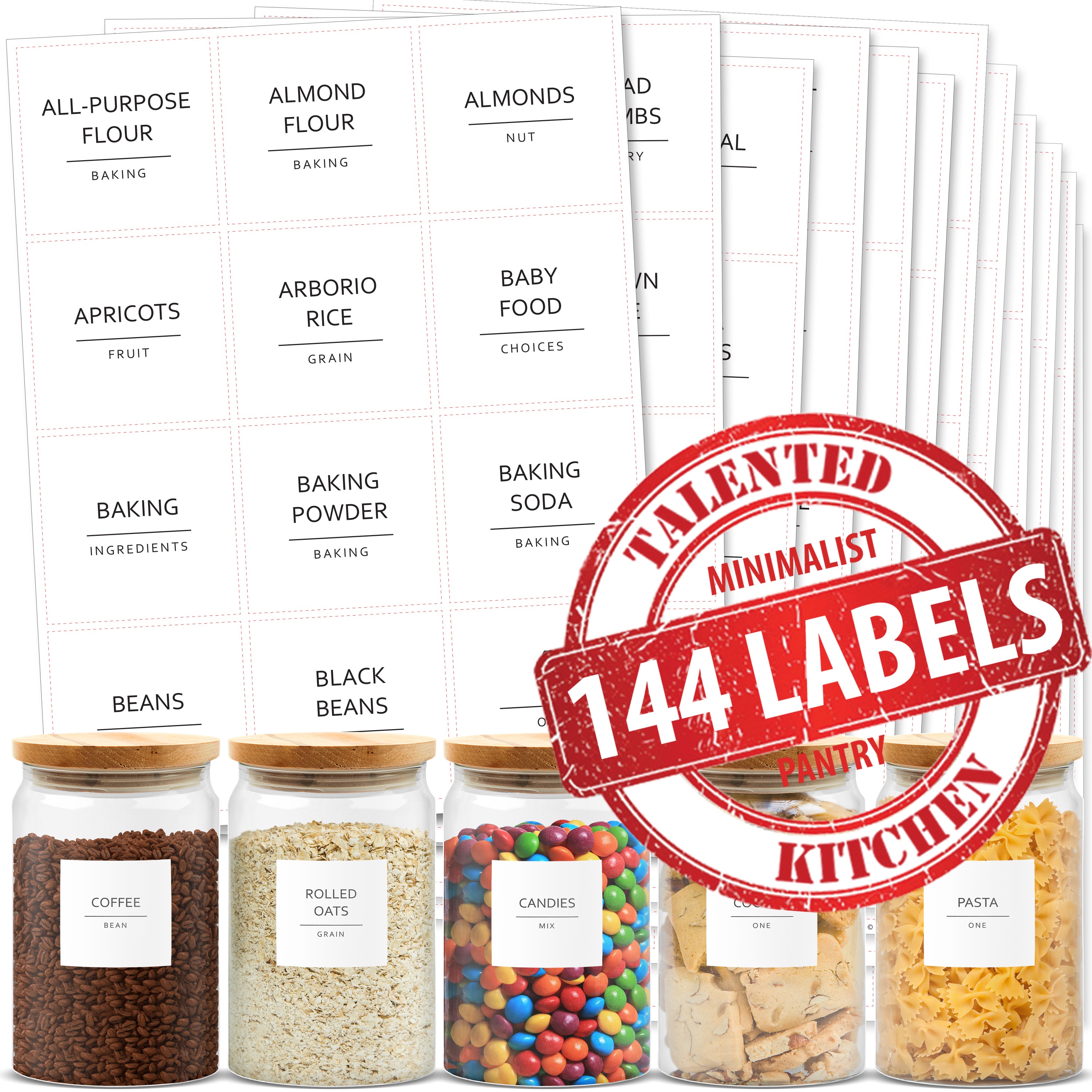 Minimalist Pantry Labels, 144 Gold Labels – Talented Kitchen