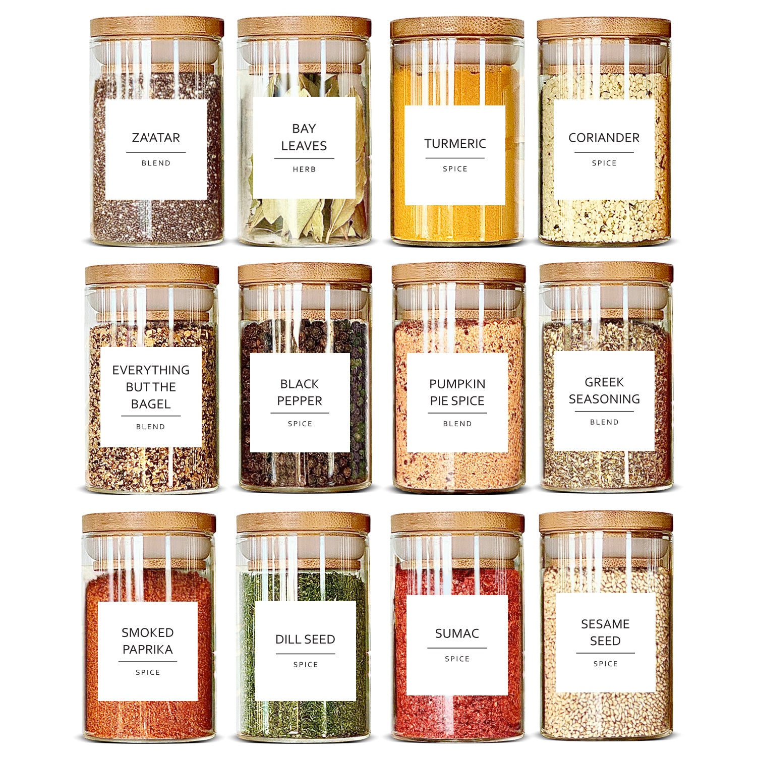 Talented Kitchen 184 Spice Labels Stickers, Preprinted White Spice Jar  Labels for Herbs Seasonings, Spice Rack Pantry Organization, Minimalist  Black Text + Numbers & Date (Water Resistant)