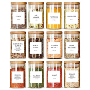  Spice Jars with Label, Spice Containers With Labels