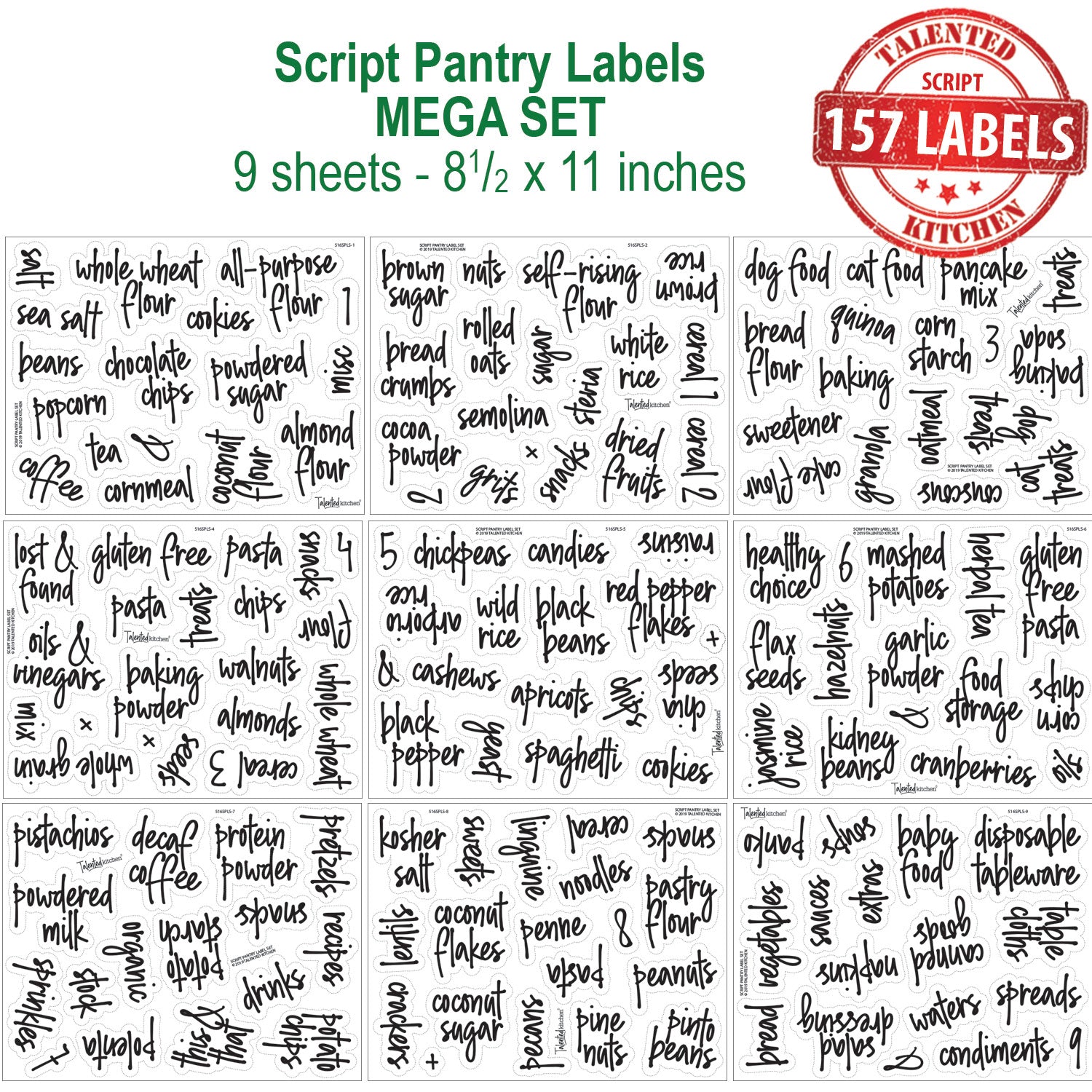 Script Chalkboard Pantry Label Set, 128 Black Labels – Talented Kitchen